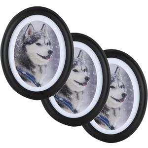 3 Pack Oval Picture Frame 5x7 Black Oval Photo Frames, 5 by 7 Wall Picture Frame Photo Frame for Home Decor, Photo Gallery