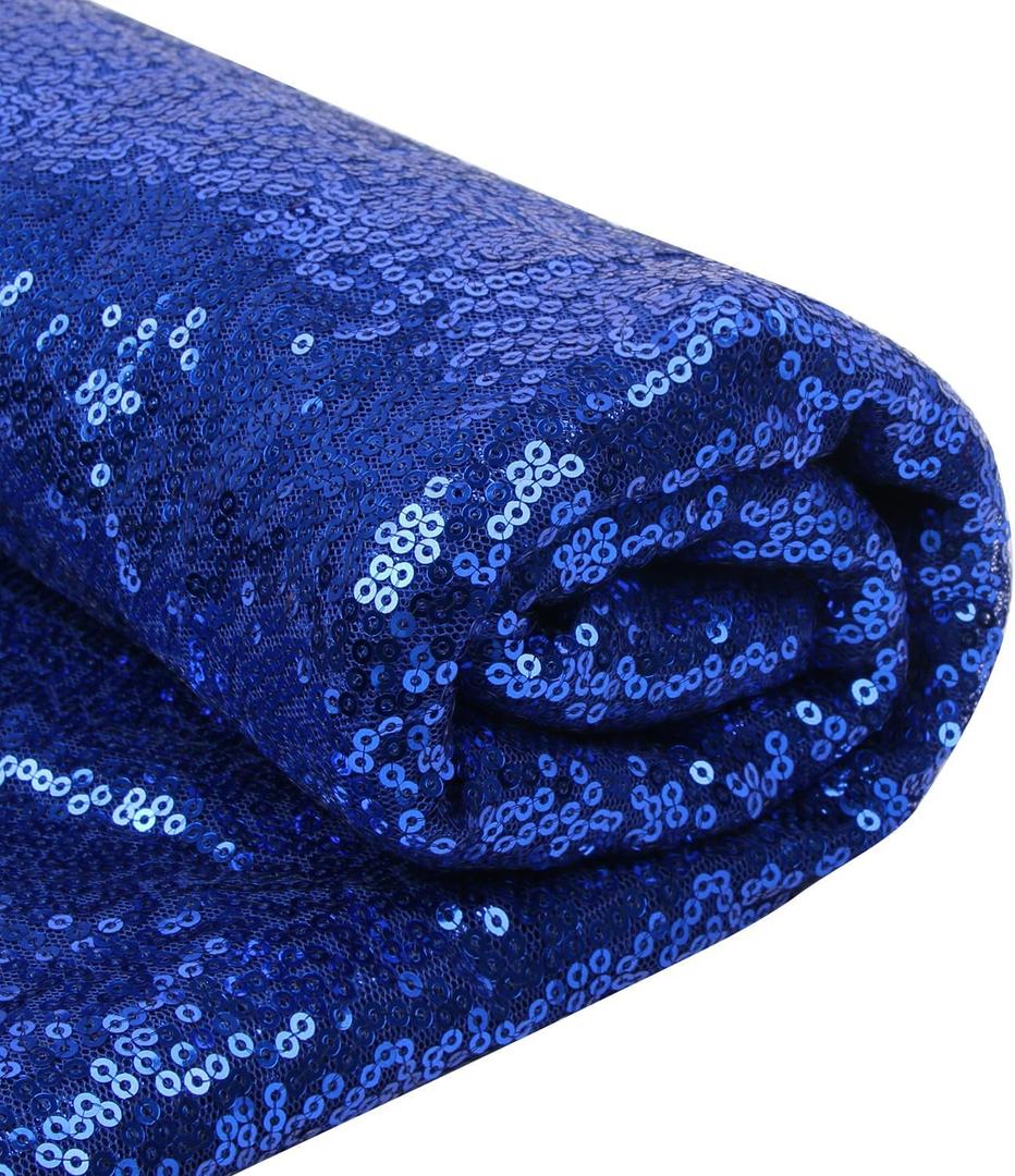 Blue Sequin Fabric, 5 Yards Sparkly Glitter Mesh Material for Dresses, Costumes, Tablecloths, DIY Crafts & Sewing Projects (4.6mx1.2m)
