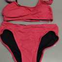 Beautikini Period Swimwear Two Piece Menstrual Leakproof Sporty Bikini Sets Bathing Suit Period Swimsuit for Teen Girls (X-Small, Raspberry Red)