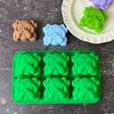 Silicone Bulldog Mold, 6-Cavity Baking Molds for Chocolate Candy Soap, Ice Cube Tray, Green