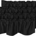 H.VERSAILTEX 4 Panels Blackout Curtain Valances for Kitchen Windows/Living Room/Bathroom Privacy Protection Rod Pocket Decoration Scalloped Window Valance Curtains, 52" W x 18" L, Black