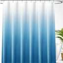 OLANLY Luxury Peacock Blue and White Ombre Shower Curtain Sets with 12 Hooks, Waterproof and Washable Decorative Shower Curtains for Bathroom, 72x72 Inches