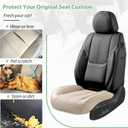 2 Pack Leather Front Car Seat Cover Bottom Only, Anti-slip Padded Seat Cushion, Full Wrap Seat Protector with Storage Function Universal Fit for Most Cars, SUV, Pick-up Trucks (Light Beige)