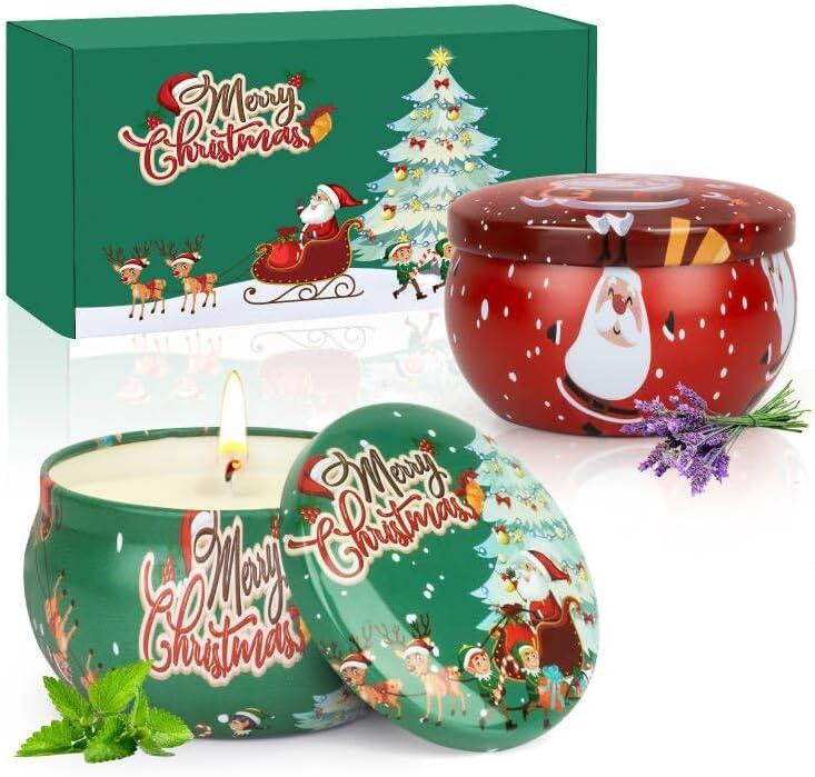 Christmas Candles Gifts Set for Women, 2 Pack Aromatherapy Scented Candle for Home Scented, Personalized Soy Candles Stocking Stuffers Gifts for Coworker Adults Friends Teacher Birthday Party