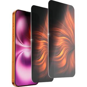 2 x Privacy Screen Protector for iPhone 16 Pro Tempered Glass Black Red for iPhone16 Pro Anti-Spy Film Anti-Blue Light with Installation Frame No Bubble Flower 2 Pack (6.3 inch)
