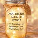 Friendship Gifts for Women - 15oz Thick Glass Mason Jar Night Light,Best Friend Gift for Birthday Home Decor, 20 LED Fairy Lights (GOOD FRIENDS)