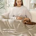 blunique 100% Cotton Cable Knit Throw Blanket, Large Lightweight Soft Knit Blanket for Sofa Couch Bed, Breathable All-Season Throw, Cozy Decorative Blanket, 60 x 80 Inch,Linen