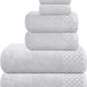 MyOwn Premium Cotton 6 Pack Towel Set for Bathroom, Contains 2 Bath Towels 28x55 inch, 2 Hand Towels 16x24 inch & 2 Wash Coths 12x12 inch, Ideal Everyday use, Compact & Lightweight - Light Grey