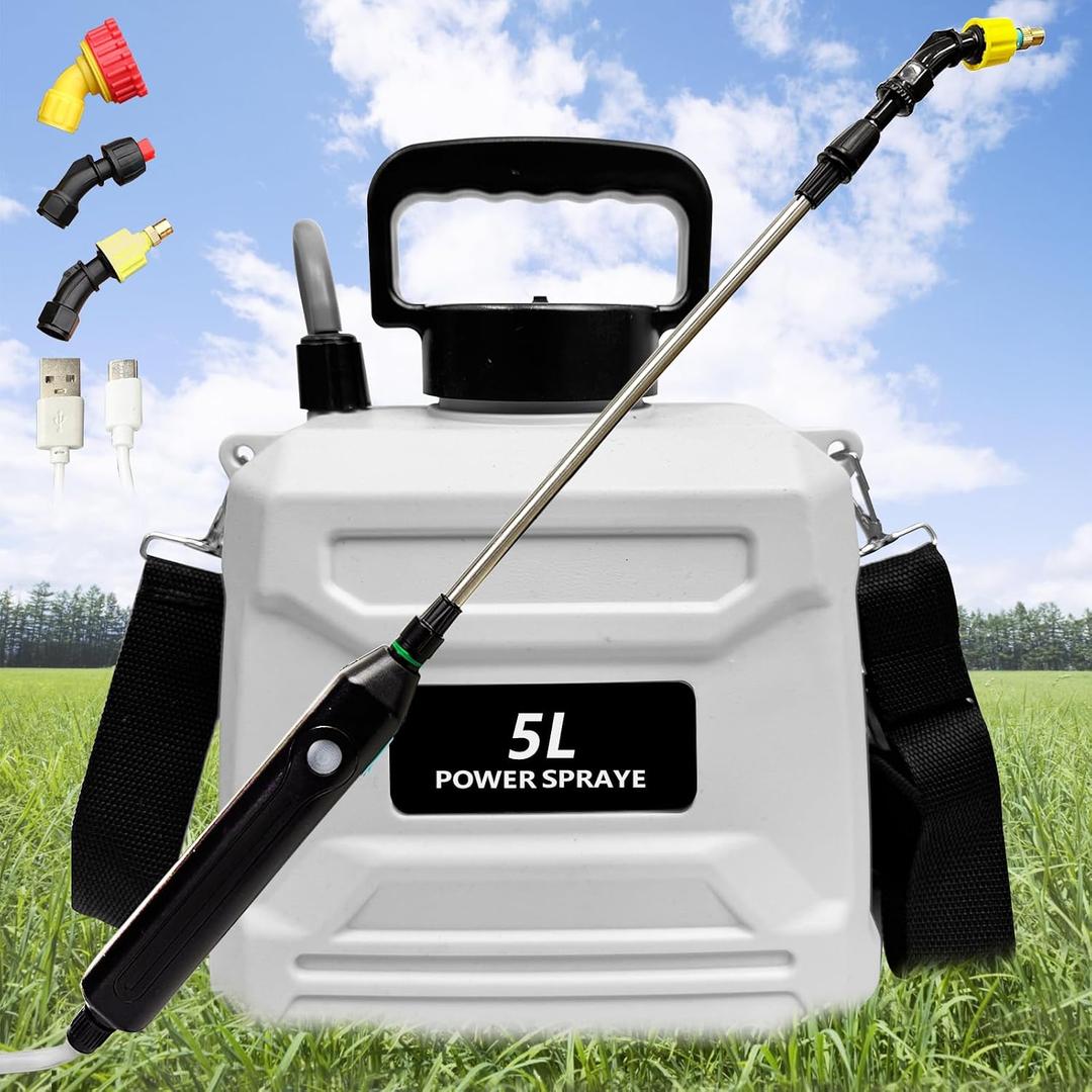 Battery Powered Garden Sprayer 2 Gallon, Electric Lawn Sprayer with 3 Mist Nozzles, Retractable Wand & Adjustable Shoulder Strap, Extended Run Time Backpack Water Spray for Weed, Yard, Gardening