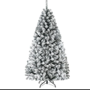 6 ft. Unlit Premium Snow Flocked Hinged Artificial Christmas Tree with Metal Stand