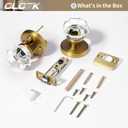 Antique Brass Door Knobs Glass Door Knobs Interior with Lock, Vintage Crystal Privacy Octagon Door Knobs for Bedroom Bathroom