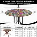 Buwuta Outdoor Tablecloth with Umbrella Hole and Zipper Waterproof Round Patio Table Cover Wipeable Round Outdoor Tablecloth for Patio Tables for Outside, Picnic, Garden… (Brown, 40"(Rund))