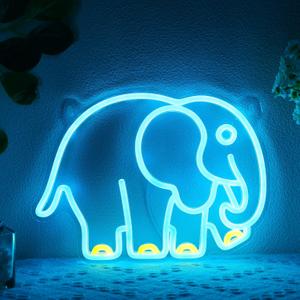YuanDian Elephant Neon Sign, Animal Neon Lights for Bedroom Living Room Wall Decor, Birthday Party Gifts for Kids Adults People Who Like Elephants