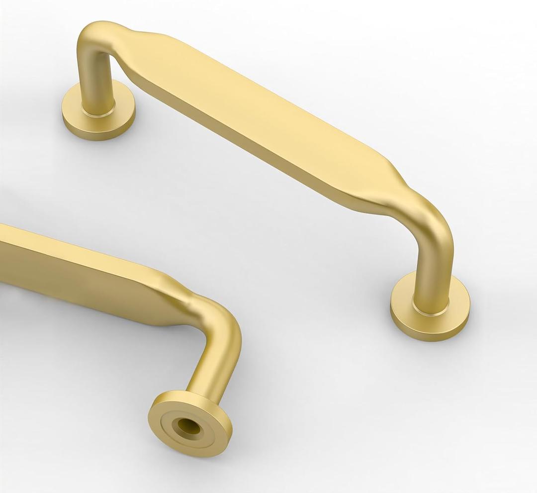 Asidrama 10 Pack 3 Inch(76mm) Brushed Gold Kitchen Cabinet Handles, Cabinet Pulls Kitchen Cabinet Hardware for Cupboard Drawer Pulls (3" Hole Center)