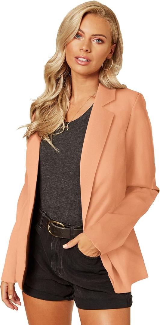 UNIQUE 21 Women's One Button Boyfriend Blazer for Work Casual - Ladies Jackets Outfits Suits for Work (6, Camel)