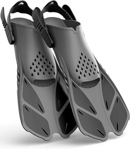 Greatever Snorkel Fins Adjustable Buckles Open Heel Swim Flippers Travel Size Short Swim Fins for Snorkeling Diving Swimming Adult Men Womens, Size: L/XL(Adult US Size 9-13)