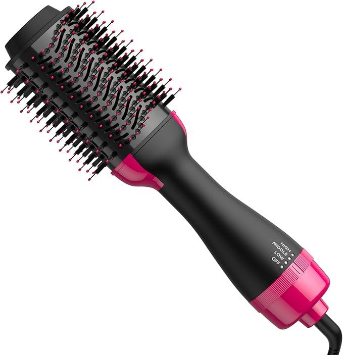 Hair Dryer Blow Dryer Brush in One 4 in 1 Styling Tools Hair Dryer and Styler Volumizer, Hot Air Brush for Drying, Straightening, Curling Pink 05