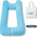FHSGGP Travel Pillow Upgraded Version of Aircraft Travel Neck Pillow with Storage Bag, Sleep Pillows for Travel by Train, Car, or Plane, Supporting The Head and Body, Travel Pillow for Kids Blue