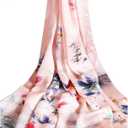 100% Mulberry Silk Oversized Womens Sun-Shielding Shawl Formal Evening Neckwear Featherlight Airy (N9-pastel Bloom Scarf69" X 21"inch)