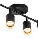 Bojim 6 Light Black Track Lighting Kit, Modern LED Track Lighting Fixtures Ceiling, Flexibly Rotatable LED Light Head with Acrylic Ring, Kitchen Ceiling Track Light (GU10, Bulbs Not Included)