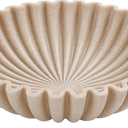 YMXYJM Large Decorative Bowl, Modern Handicraft Bowls for Home Decor, Decorative Fruit Bowl for Kitchen Counter, Ruffle Decor, Stylish Key Bowl for Entry Table, Artificial Stone Beige