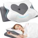 Cervical Neck Pillow, Memory Foam Neck Support Pillows for Sleeping, Shoulder Pillow for Side Sleepers, Back Stomach Sleepers, CertiPUR-US Certified, Queen Size, Grey (Gray)