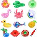 WILLBASIC Drink Floaties 13 Pack Pool Drink Floats Inflatable Drink Holder Floating Drink Holder Pool Accessories for Adults with Pump
