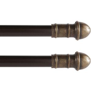 48-84 in. Adjustable Petite Caf Curtain Rod, 2-Pack, 7/16 in. Diameter, Bronze