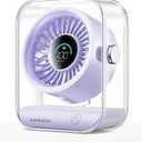 KIMMOO USB Desk Fan, Quiet Table Fan with Turbo Airflow, 100 Speeds, Digital Display, 90 Rotating, Small Rechargeable Battery Desktop Fans for Bedroom Home Office Travel, Lavender