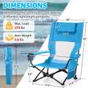 HaSteeL Low Beach Chairs, 2Pcs Folding Lawn Camping Chairs for Adults, Blue, Oversized