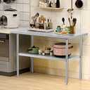 Stainless Steel Table for Prep & Work, NSF Metal Commercial Heavy Duty Table with Adjustable Under Shelf and Foot for Restaurant, Home and Hotel (30x60in)