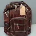 LANNSYNE Full Grain Leather Backpack For Men, Fits 16" Laptop, Coffee