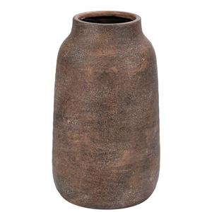Briful Tall Rustic Ceramic Vase 9.6” – Vintage Distressed Pottery Flower Vase with Antique White-Wash Finish – Farmhouse Table Decor & Shelf Accent (Not Waterproof), Brown