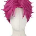 Anime Cosplay Wigs Hot Pink Short Wigs for Men Halloween Party Costume Wig