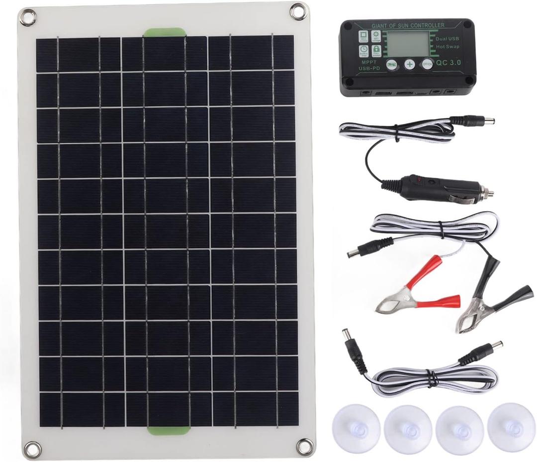 30A MPPT Solar Controller and Solar Panel Kit, 12V 24V 50W Solar Panel Charger Battery Charger for RV Trailer Boat Marine, Camping Emergency