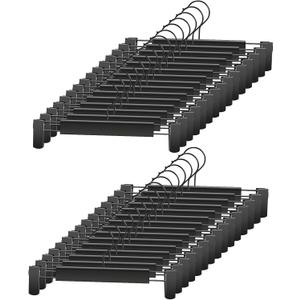 Clothes Pants Hangers, Space-Saving Skirt Holders with 360  Swivel Hooks, Adjustable Clips, Trouser Hangers, Clothes Coat Garment Jeans Hangers (30 Pack, Black)