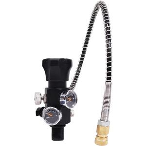 Owfeel M18x1.5 DIN Valve Scuba Adapter with Gauge, Pcp Scuba Tank Valve 4500psi Working Pressure with 22-inch-Long Black Hose for Paintball, and HPA Tank