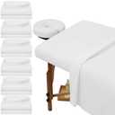 Oudain 6 Set Microfiber Massage Table Sheets Each Set Includes Massage Table Covers, Fitted Sheets, Face Cradle Covers (White)