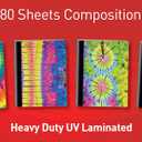 New Generation  Tie Dye - Composition Notebooks, 80 Sheets / 160 Pages Wide Ruled pages Comp Book, Durable Laminated covers with Assorted Fashion Eye-Catching Designs, 6 Pack Notebooks