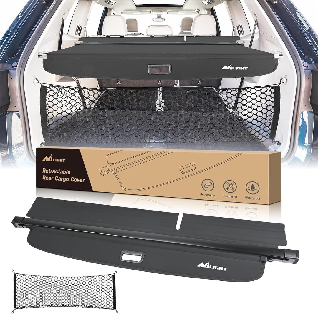 Nilight Cargo Cover Fit for VW Volkswagen Atlas 2018 2019 2020 2021 2022 2023 2024 2025, Retractable Privacy Security Shield Shade Rear Trunk Cover, with Trunk Storage Net