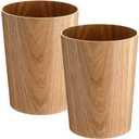 Threehoney 2 Pack 2.3 Gallons Wood Trash Can Wastebasket Natural Wood Round Wastebasket Small Trash Bin for Home, Office Under Desk, Kitchen, Bedroom, Den, Hotel, Room (Willow)
