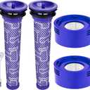 V8 Filter Replacement Compatible with Dyson V7 V8 Animal V8 Absolute V8 Motorhead Origin SV10 V7 Animal V7 Cordless Stick Vacuum, 2 HEPA Post Filters+2 Pre Filters, Part 965661-01 & 967478-01