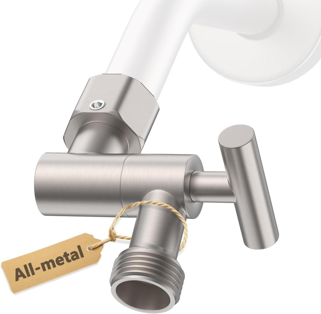 YDmeet All Metal Shower Head Adapter, 360 Adjustable Shower Head Extension Arm Connector for Shower Heads- Brushed Nickel