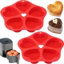 2 Pieces Silicone Air Fryer Muffin Pan Egg Bite Heart Mold for Oven Baking,Mini Muffin Tins Cups Cake Tray for Air Fryer Liners Basket Instant Pot Accessories Baking Muffin Cakes Pancake