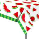 2-Pack Watermelon Tablecloths 51x87 Inch Watermelon Party Tablecloths Disposable Plastic Table Covers Melon Table Cloth Melon Tablecloth for Summer one in A Melon Party Decorations