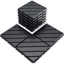 VANCASTLE 9 Pack Interlocking Deck Tiles, 12"x12" Patio Pavers, Heavy Duty Plastic Outdoor Flooring with Drainage, Waterproof Non-Slip Snap-Together Tiles for Balcony, Poolside, Garage, Dark Grey