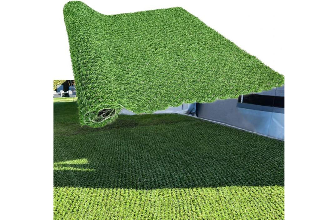 Outdoor Artificial Grass Turf 3 ft by 4 ft Hybrid Turf Patch Blends in with Natural Grass for Patio, Balcony, Squares, Garden Keeps Paws and Homes Clean