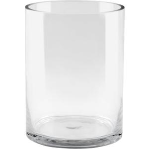 6" Wide 8" High Large Hand Blown Sturdy Clear Cylinder Glass Vase, Centerpiece Flower Vase for Rose, Tulip, Boquets, Hurricane Candle Holder (1, 6"x8")