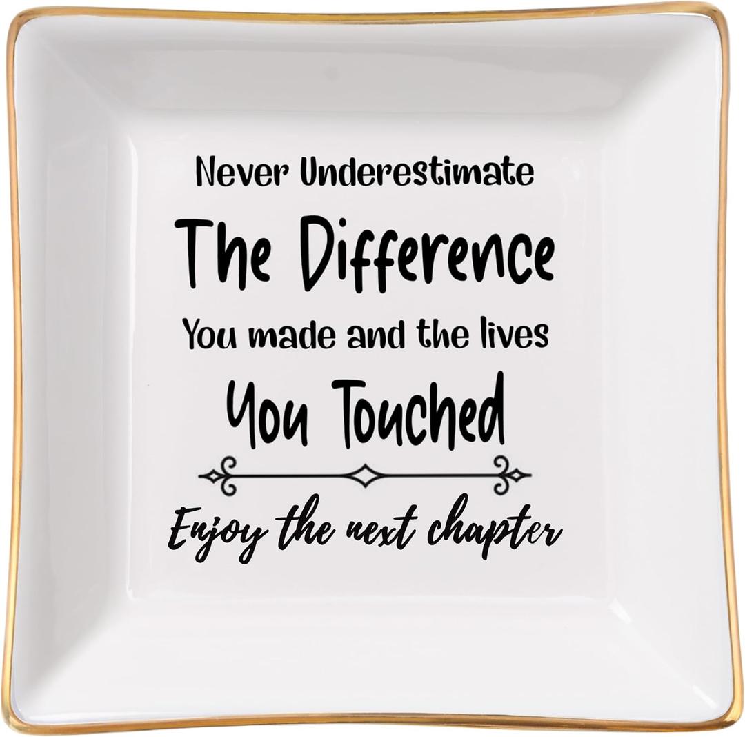 Retirement Gifts for Women Coworker Leaving Gifts Going Away Gift Retirement Gift Jewelry Dish for Friends Retired Teachers Nurses Doctor Boss Goodbye Farewell Gifts for Coworkers New Job