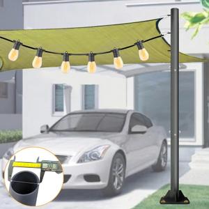 10ft Sun Shade Sail Pole - 3" Diameter Outdoor Removable Sunshade Support Post Heavy Duty Steel Metal Pole Kit for Support Light String,Sunshade Sail,Canopy,Garden,Ground,Backyard
